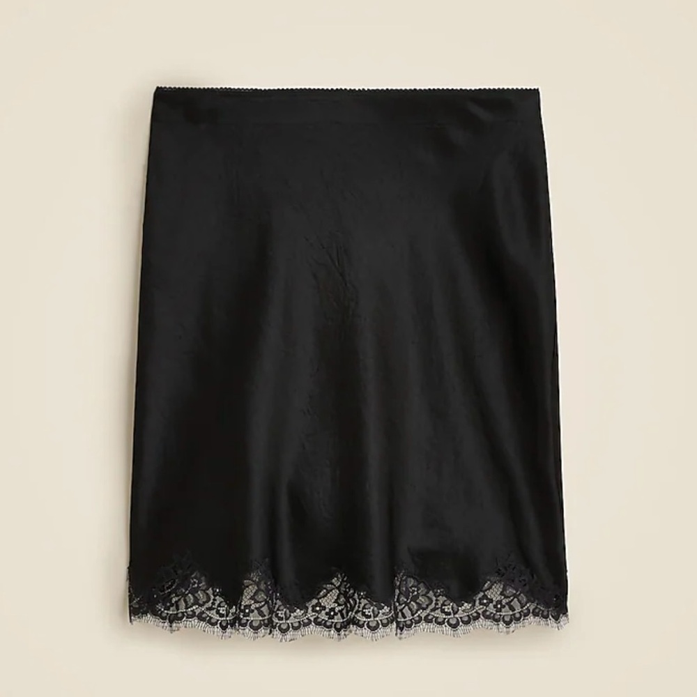 J. Crew Black Midi Skirt with Lace Trim